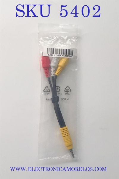 CABLE RCA HEMBRA A AUXILIAR 3.5 M. ORIGINAL  LG.  DE AV PARA DISPOSITIVOS  LG.  “NUEVO“ / NUMERO DE PARTE EAD61273106 / MODELO 47LS4500-UD